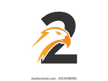 Letter 2 Eagle head Logo Design Vector Template. Modern logo design for business, and company identity.