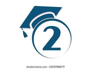 Letter 2 Education and graduation Logo Design Vector Template. 