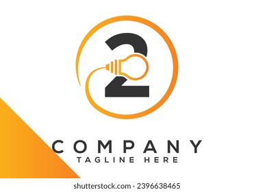Letter 2 electric bulb Design Vector Template. industrial and technology logo symbols