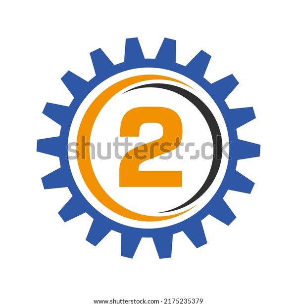 Letter 2 Gear Logo Design Template.\
Automotive Gear Logo for Business and Industrial\
Identity