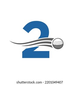 Letter 2 Golf Logo Symbol. Hockey Design Based Alphabet Vector Template