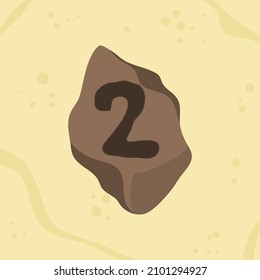 letra 2 orificio de las iniciales en el diseño de piedra sobre fondo de arena, logotipo vectorial letra tipografía ilustración.