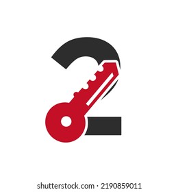 Letter 2 Key Logo Combine With House Locker Key For Real Estate and House Rental Symbol Vector Template