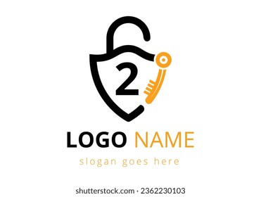 Letter 2 Key Logo Combine With House Locker Key. Lock logo sign symbol vector illustration
