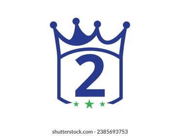 Letter 2 king crown Design Vector Template. letter logo icon design with king crown Template 