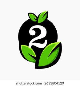 Letter 2 Leaf Logo Design Vector letter template With Leaf Symbol Vector Illustration