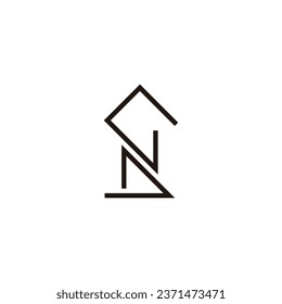 Buchstabe 2 N mit einem einzigartigen geometrischen Symbol, einfaches Logo, Vektorgrafik
