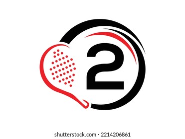 Letter 2 Padel Racket Logo Design Vector Template. Beach Table Tennis Club Symbol. business, and company identity