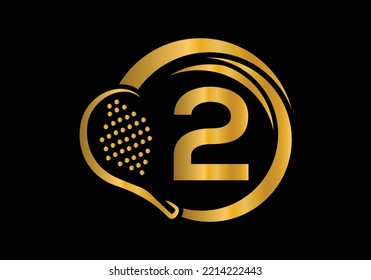 Letter 2 Padel Racket Logo Design Vector Template. Beach Table Tennis Club Symbol. business, and company identity