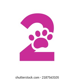 Letter 2 Pet Care Logo, Dog Logo Design Vector Sign and Symbol Template