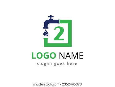 Diseño del logotipo de la letra 2 del plomo.
Plantilla de diseño del logotipo de plomo y caída de agua