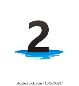 Letter 2 and Puddle Water Logo Template Design Vector, Emblem, Design Concept, Creative Symbol, Icon