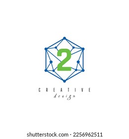 letter 2 and IT simple Creative elegant hexagon hexagonal poligon logo Design