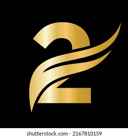 Letter 2 Wing Logo For Transport, Freight, Transportation Logotype Vector Template