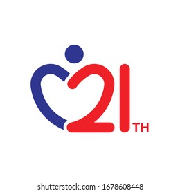 Letter 21 year love couple anniversary logo