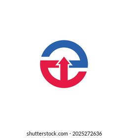 letter 2e motion arrow up geometric design logo vector