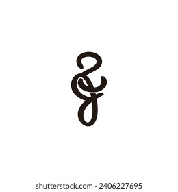 letter 2j 3d curve overlap logo vector 