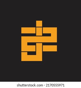 letter 2j linked liner simple geometric logo vector