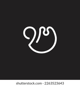 vector de logotipo de línea geométrica de 2m de letra 
