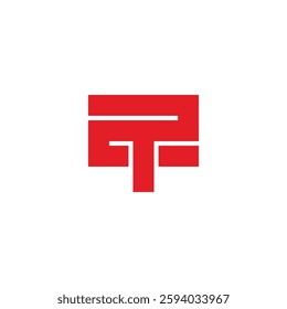 letter 2t stripes red simple logo vector 