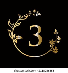 Letter 3 Beauty flower logo with creative concept for company, business, decorative, flower, beauty, spa premium vector template