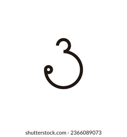 Letter 3 dot, curve geometric symbol simple logo vector