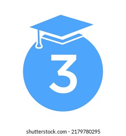 Letter 3 Education Logo Template. Education Logotype Concept With Educational Graduation Hat