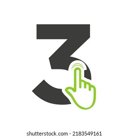 Letter 3 Fingerclick Logo Vektor Template Concept for Technology Symbol