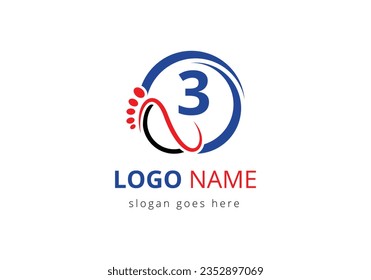 Letter 3 Foot and care Logo Design Vector Template.
Foot and ankle healthcare