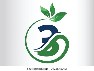 Letter 3 Leaf Logo Design  Vector letter template design for brand.