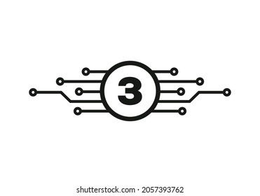 Plantilla de diseño de logotipo de carta 3. 3 Carta Para La Protección De Logotipos Cibernéticos, Tecnología, Biotecnología Y Alta Tecnología. Diseño de logotipos de redes