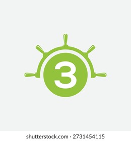 Letter 3 Schiffsrad Logo Konzept