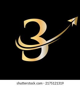 Letter 3 Travel Logo Vector Template. Initial Travel Logo on Letter 3 Symbol Concept