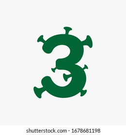 Letter 3 with virus and bacteria 