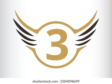 Letter 3 Wing Logo Design Initial Flying Wing mit Letter Logo