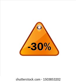 letter 30% on triangle for tag line design.