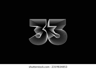 Letter 33 spiral 3D modern style creative wordmark design typography illustration, 33 letter design