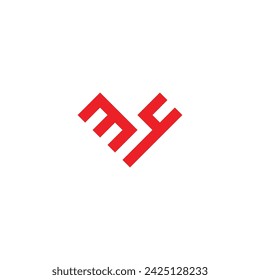Letter 34 square, heart geometric symbol simple logo vector