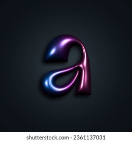 A Letter with 3D Chrome Effect. Vector Alphabet in Gradient Metal Color. Y2k Typography Design. 