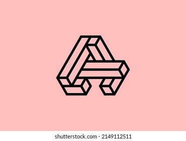 Letter A 3D Cube line design