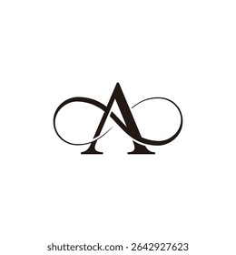 letter a 3d flat infinity curves smooth symbol vector 