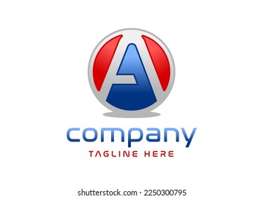 
Letter A 3d in a globe logo concept.