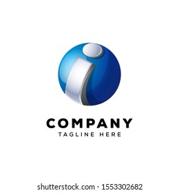 letter i 3d globe logo template for your company