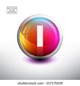 Letter I in 3D Glossy Green Button for web Icon, Education Icon and Alphabet Icon. Vector Illustration