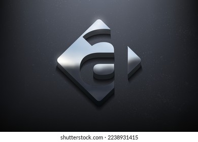 Letter 3D Logo Design, Shiny Mockup Logo with Textured Wall. Realistic Vector