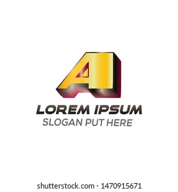 A Letter 3D logo design template