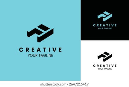 Letra A Plantilla de logotipo 3D