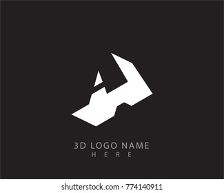 letter A 3D logo vector with black background