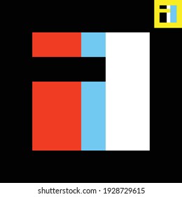 Letter I 3D look logo design in Bauhaus style. Vector logo in Eps 8.