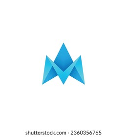 Letter 3d M vector logo of Abstract luxury symbol logo design illustration. Elegant alphabet letters M Triangle font and number. Classic Lettering Minimal Designs. 
